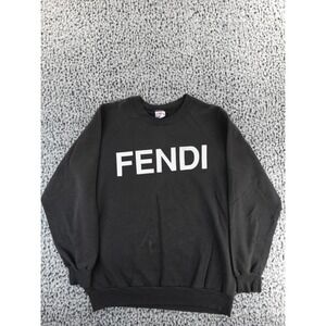 Vintage FENDI Black Sweatshirt XL Anvil Brand Made In USA Logo